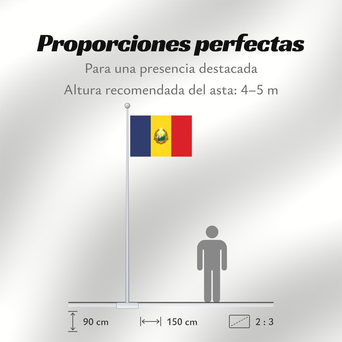 Proporciones de la bandera: Romania  1948-1952	Romania  28 March 1948 - 24 September 1952  Construction sheet of the Flag of Romania as depicted in Decree nr