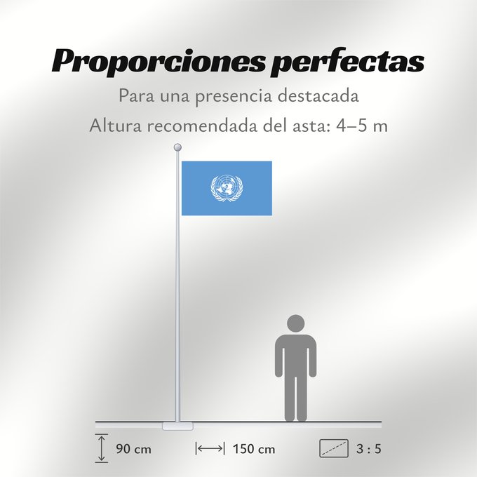 Proporciones de la bandera: United Nations United Nations, UN Nations unies Naciones Unidas Vereinten Nationen Nazioni Unite, ONU Verenigde Naties Das nações unidas Organizacji Narodów Zjednoczonych ONZ علم الأمم المتحدة Сцяг Арганізацыі Аб яднаных Нацый Сьцяг Арганізацыі Аб яднаны
