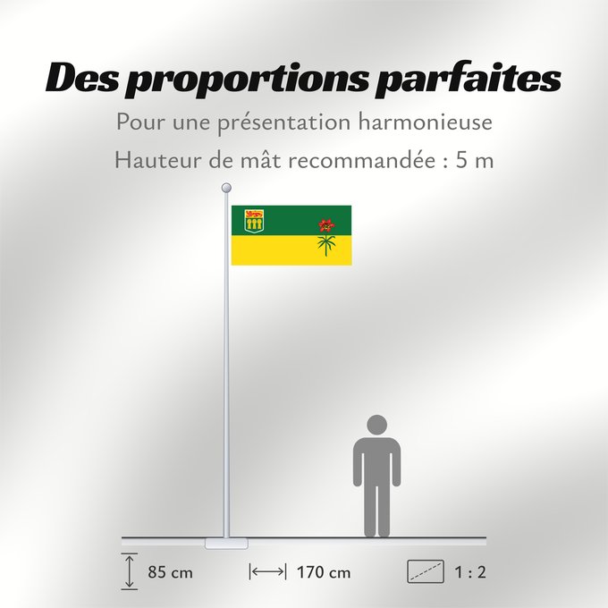 Proportions du drapeau : Saskatchewan	Banniel proviñs Saskatchewan, Kanada