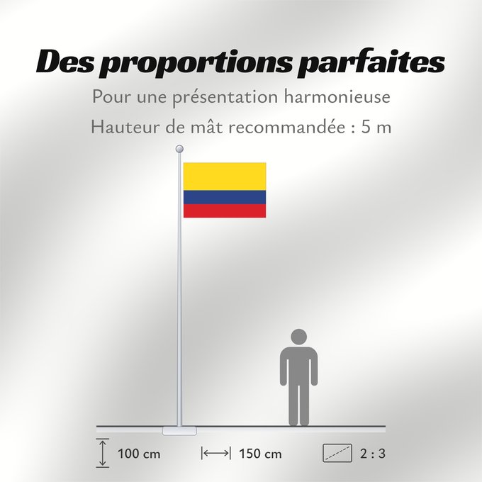 Proportions du drapeau : Colombia	Colombie	República de Colombia	Kolumbien	Colômbia	Kolumbii	Kolombio	Columbiei	Флаг Колумбии	Štátna vlajka Kolumbie	Kolumbije	Colombias	Kolombiya