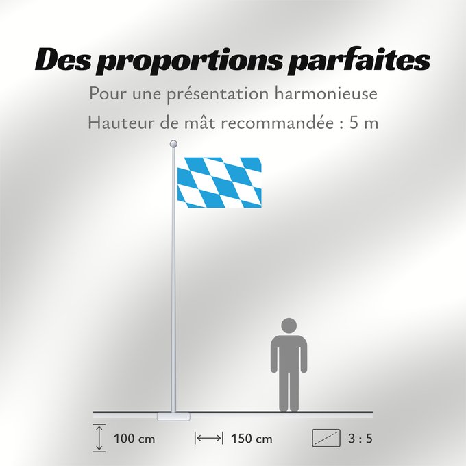Proportions du drapeau : Bavaria lozengy The lozengy variant of the flag of Bavaria Bavaria Die Rautenflagge des Freistaates Bayern seit 1971. Das Seitenverhältnis ist nicht vorgegeben Baviera Bavorska