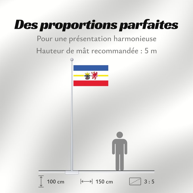 Proportions du drapeau : Mecklenburg-Western Pomerania Mecklenburg-Vorpommern Mecklembourg-Poméranie-Occidentale Mecklemburgo-Pomerania Occidental Meclemburgo-Pomerania Anteriore