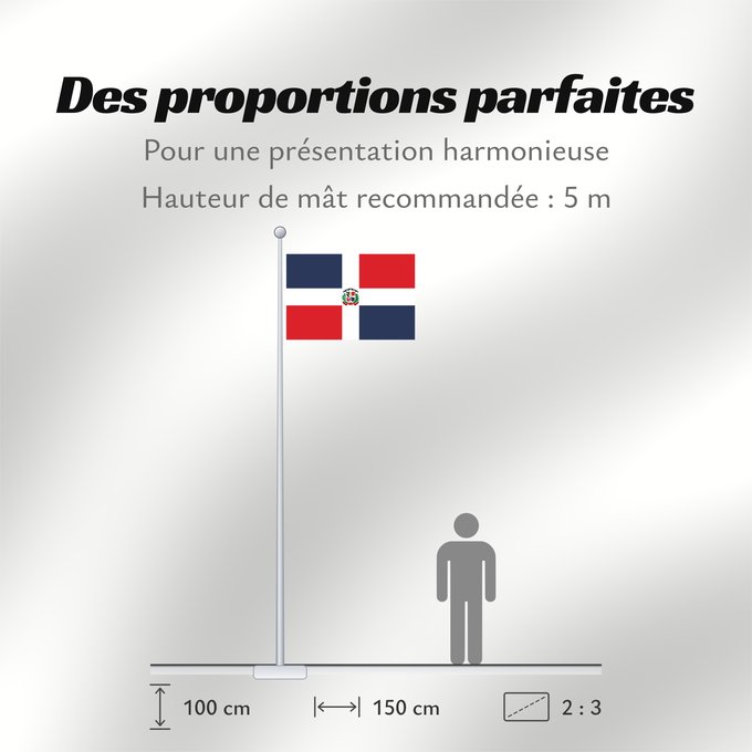 Proportions du drapeau : Dominican Republic Dominican Republic has a centered white cross that extends to the edges République dominicaine Republica Dominicana Dominikanischen Republik hat ein zentriertes weißes Kreuz Repubblica Dominicana Dominicaanse Republiek Nacional da Repúb