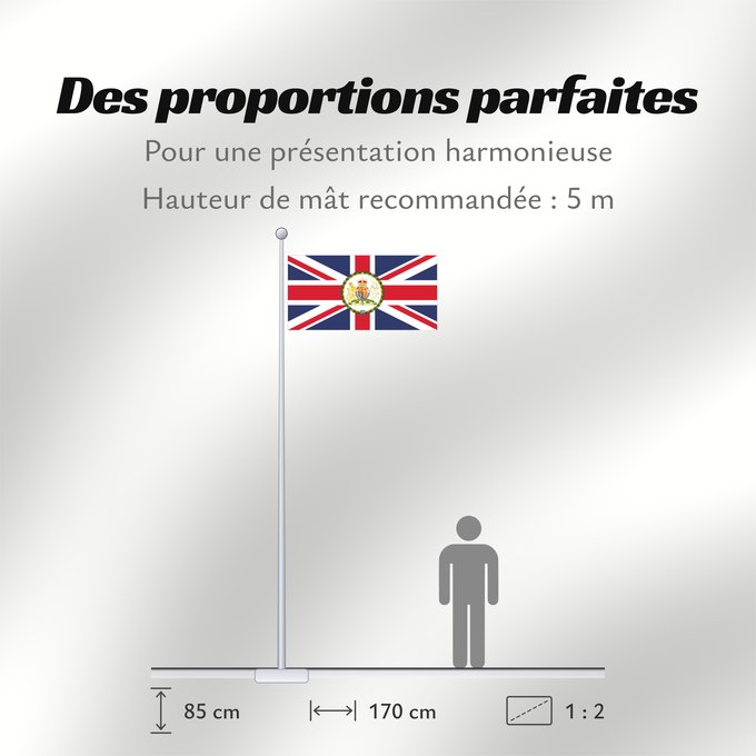 Proportions du drapeau : British Ambassador	British diplomatic flag used on the British Embassies	British Ambassador Ensign	Ambasciatore britannico Ensign