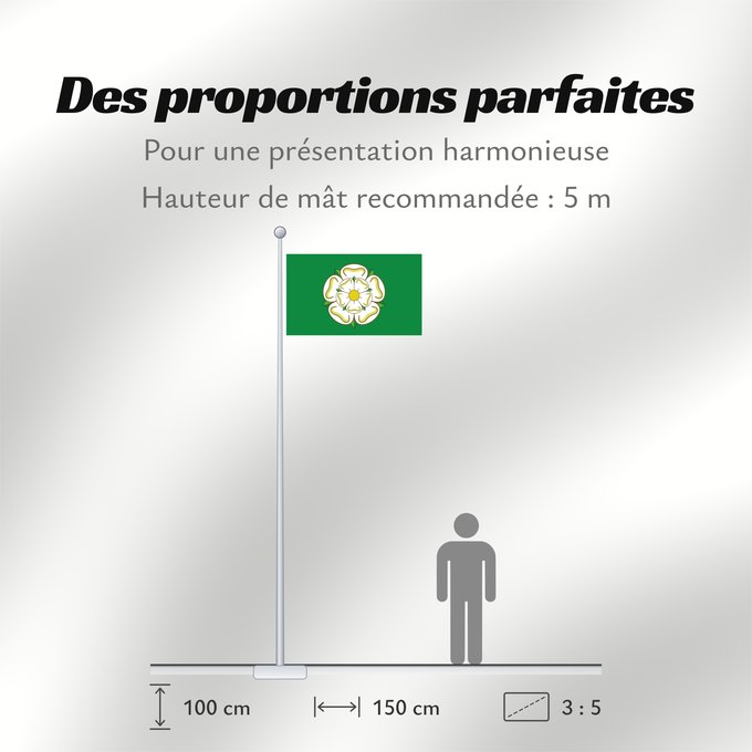 Proportions du drapeau : Unofficial county flag of North Yorkshire Unofficial County Flag of North Yorkshire - the White Rose of York on a green ground Yorkshire du nord Yorkshire del norte North Yorkshire Yorkshire del nord