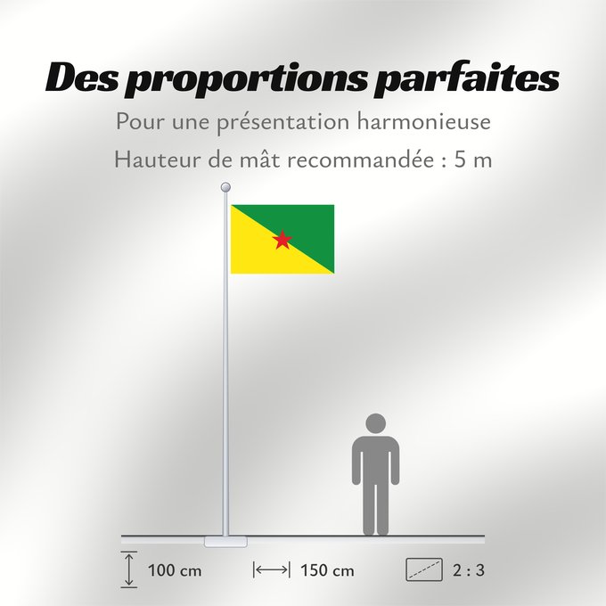 Proportions du drapeau : French Guiana	Guyane	Guayana Francesa	Französisch-Guayana	Guyana Francese