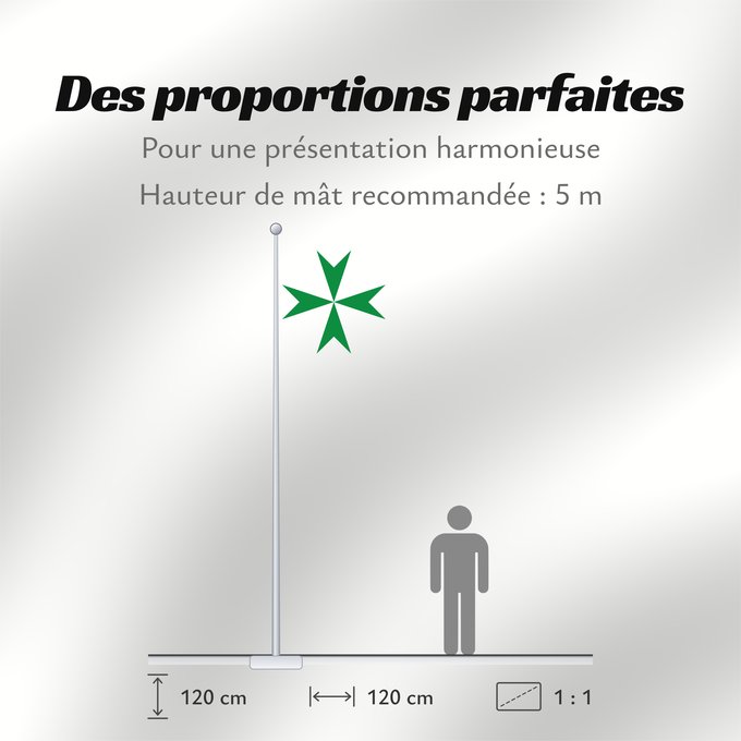 Proportions du drapeau : Militärischer und Hospitalischer Orden des Heiligen Lazarus von Jerusalem