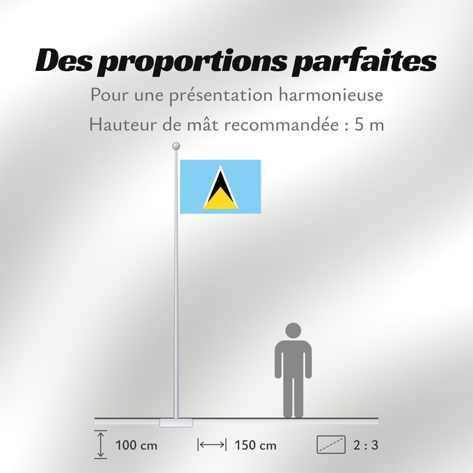 Proportions du drapeau : Saint Lucia	Sainte-Lucie	Santa Lucía	Saint Lucias	St. Lucia	Santa Llucía	Sent Lisi	სენტ-ლუსიას დროშა	Sen Lusia	Флаг Сент-Люсии	Saint Lucije