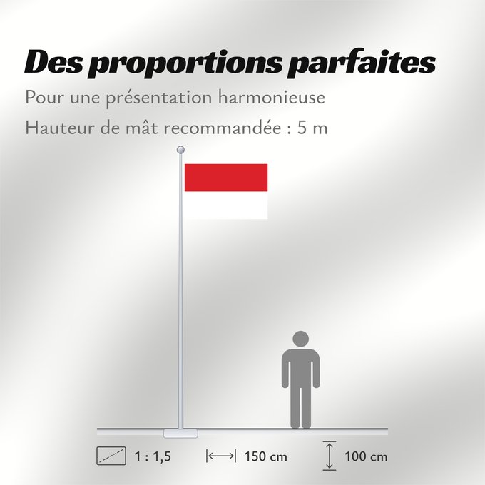 Proportions du drapeau : Monaco Mónaco Monako Сцяг Манака Monacos پرچم موناکو Bandêa de Mu̍negu Monaka Прапор Монако