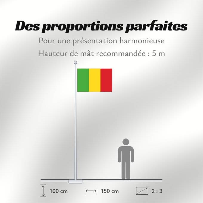 Proportions du drapeau : Mali	Malí	علم مالي	Mali finifana	Malija	Raaya bu Mali