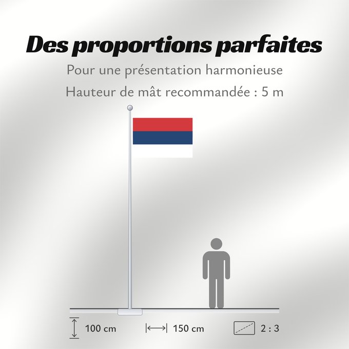 Proportions du drapeau : Civil Flag of Serbia Civil flag of Serbia Serbie Serbia Serbien Гражданско знаме на Сърбия Народна застава Србије Narodna zastava Srbije Nemzeti zászló szerbia Народный гражданский флаг Сербии Srbská národná vlajka Kombëtar i Serbisë