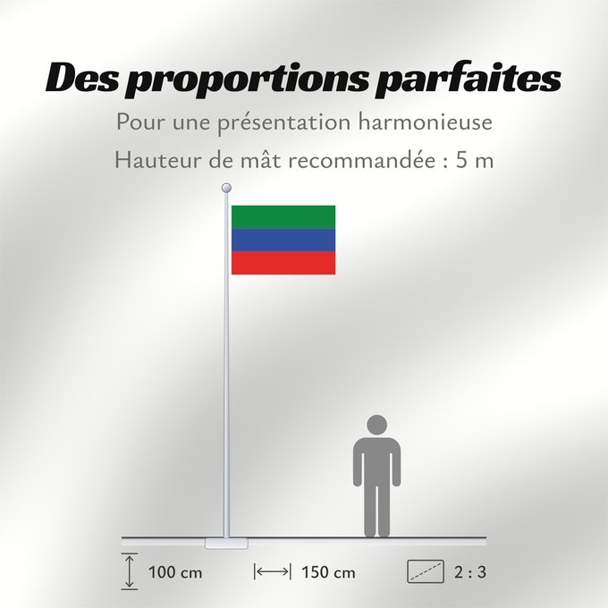 Proportions du drapeau : FlagofDaghestan	Dagestan	République du Daguestan	República de Daguestán	 Republik Dagestan	Repubblica del Daghestan