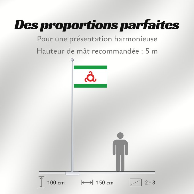 Proportions du drapeau : Ingushetia	Republic of Ingushetia	Inguschetien	Inguscezia	Флаг Ингушетии