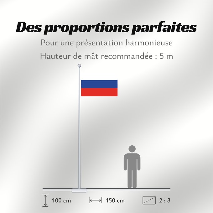 Proportions du drapeau : Russia	Russian Federation	Russie	Rusia	Russische Föderation