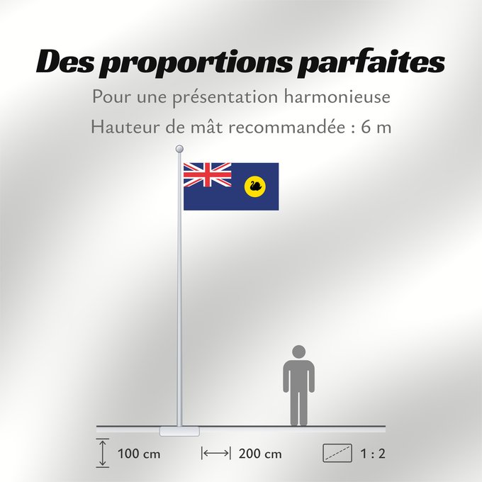 Proportions du drapeau : Western Australia	Australie-Occidentale	Australia Occidental	Westaustralien