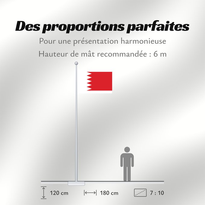 Proportions du drapeau : Royal Standard of Bahrain 1972-2002	ملكي القياسية من البحرين  1972-2002