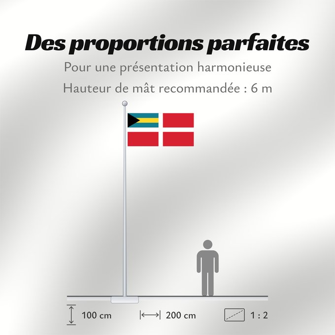 Proportions du drapeau : Civil Ensign of the Bahamas	Civil Ensign of The Bahamas	Pavillon civil des Bahamas	Bandera civil de las Bahamas	Zivile Luftschiff-Flagge der Bahamas	Bandiera civile delle Bahamas