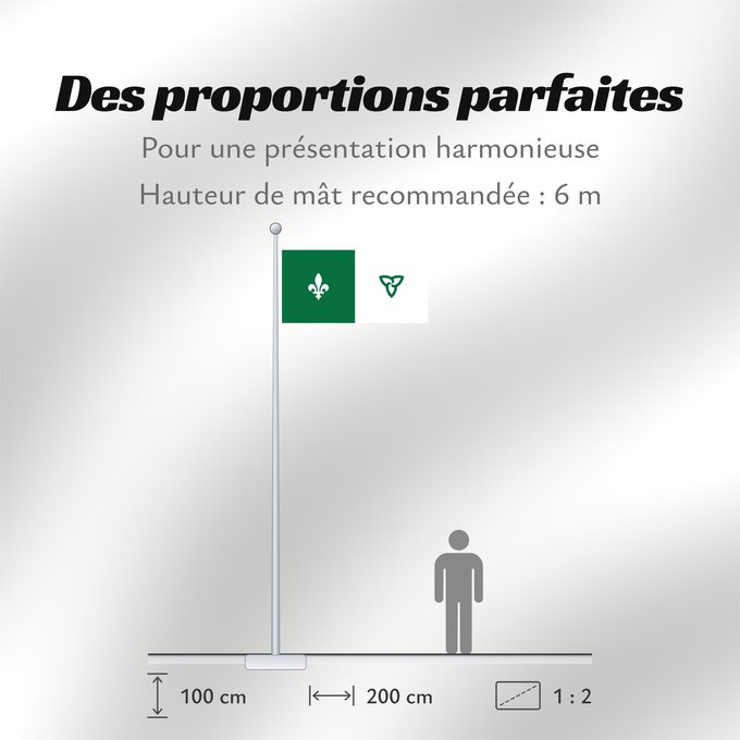 Proportions du drapeau : Franco-Ontarian W Franco-Ontarian Flag Ontario, Canada