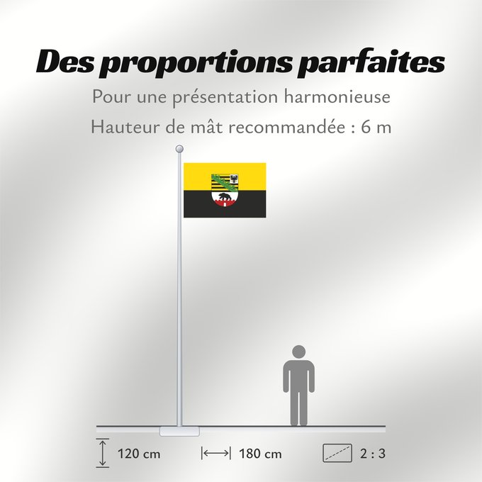 Proportions du drapeau : Saxony-Anhalt Saxony-Anhalt Saxe-Anhalt Sajonia-Anhalt Sachsen-Anhalt Sassonia-Anhalt