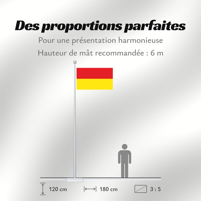 Proportions du drapeau : Stadt Paderborn	It is easy to put a border around this flag image	Ville de Paderborn	Paderborn	Stadt Paderborn  Die Flagge der Stadt Paderborn zeigt die Farben Rot und Gold in zwei gleich breiten Längsstreifen