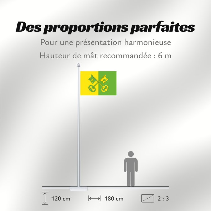 Proportions du drapeau : D Alfés Alfés Proporciones 2 3, bicolor vertical amarillo y verde claro Apaïsada