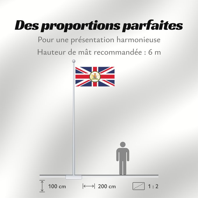 Proportions du drapeau : British Ambassador	British diplomatic flag used on the British Embassies	British Ambassador Ensign	Ambasciatore britannico Ensign