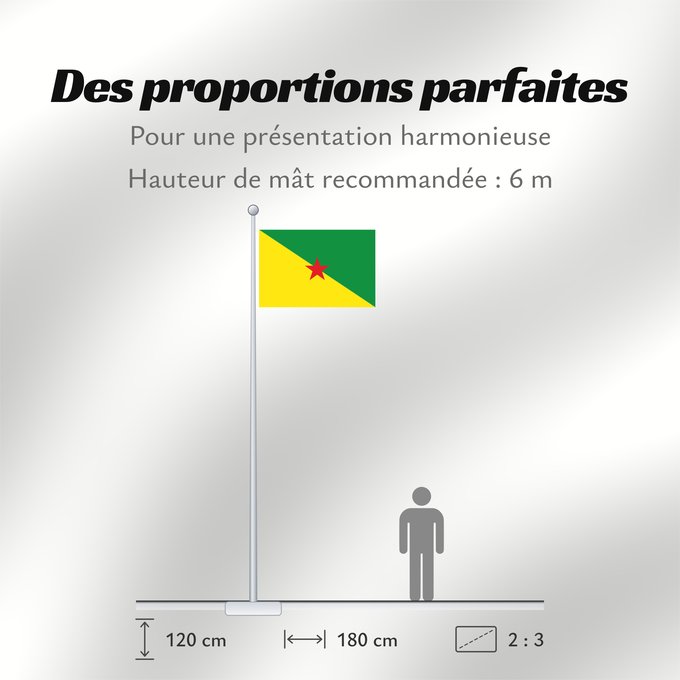 Proportions du drapeau : French Guiana	Guyane	Guayana Francesa	Französisch-Guayana	Guyana Francese
