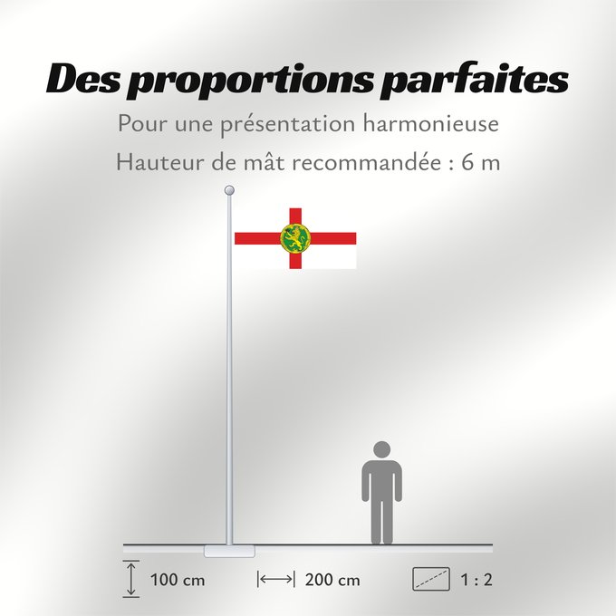 Proportions du drapeau : Alderney	Aurigny	Couleu de Aurni