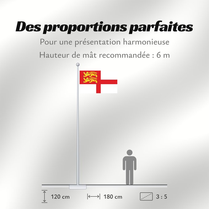 Proportions du drapeau : Sark	Sercq	Couleu de Ser