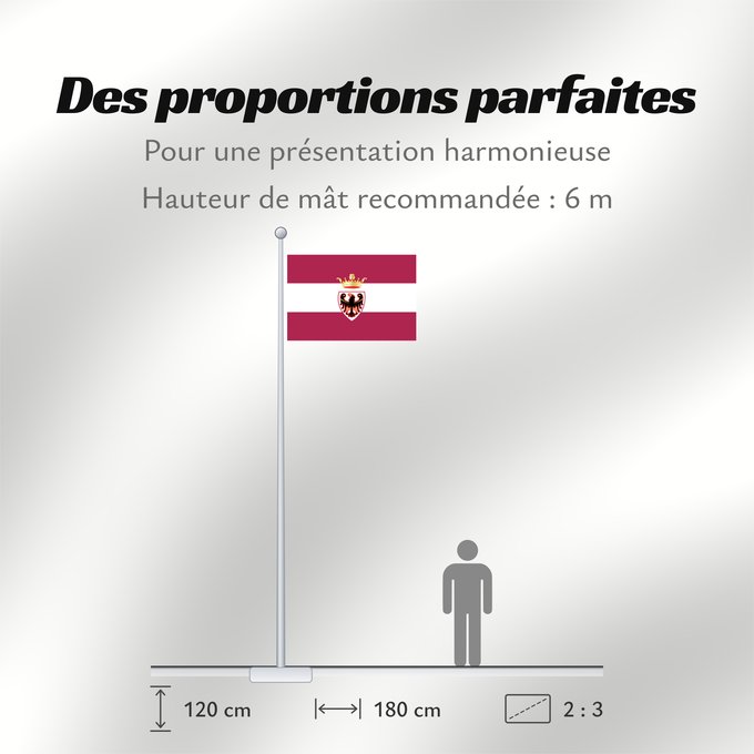Proportions du drapeau : Trento Province	Autonomous Province of Trento - Trentino	Province Autonome de Trente - Trentin	Provincia Autónoma de Trento - Trentino	Autonomen Provinz Trient - Trentino/Welschtirol	Provincia Autonoma di Trento - Trentino	Autonome Provincie Trente - Tren