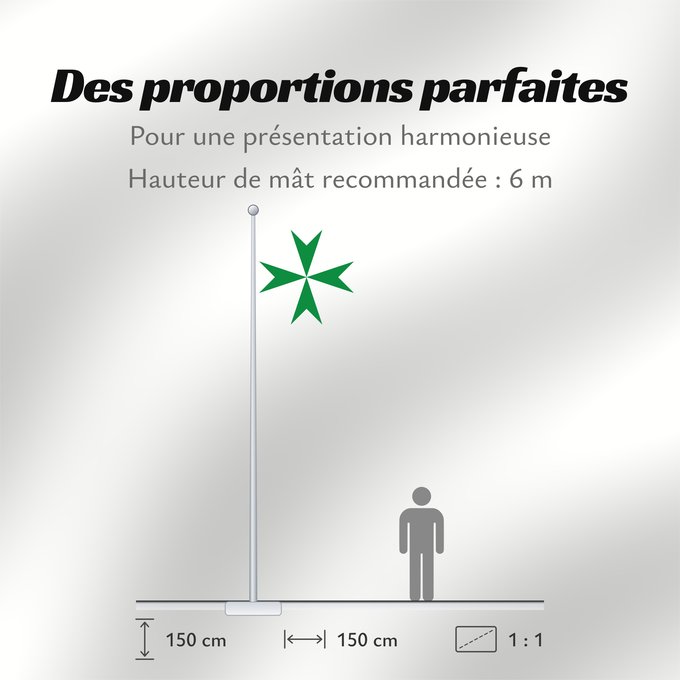 Proportions du drapeau : Militärischer und Hospitalischer Orden des Heiligen Lazarus von Jerusalem