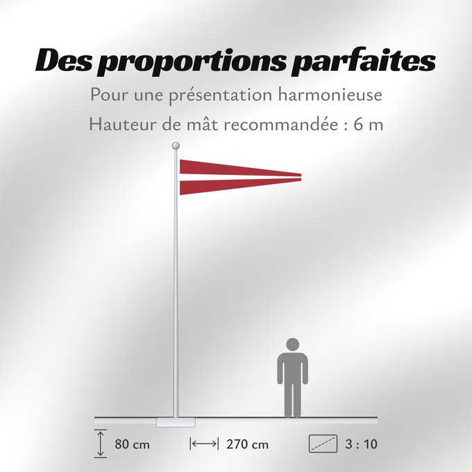 Proportions du drapeau : Latvijas valsts karoga vimpeļa