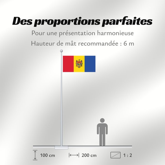 Proportions du drapeau : Moldova  reverse	Moldova (reverse)	Moldavie (revers)	Moldavia (reverso)	Moldau (Revers)	Moldavia (rovescio)	Стягул Републичий Молдова	Republicii Moldova, revers