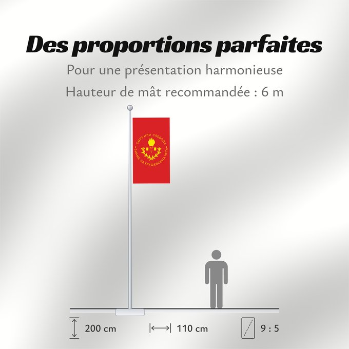 Proportions du drapeau : Kruševo Municipality	Знаме на општина Крушево