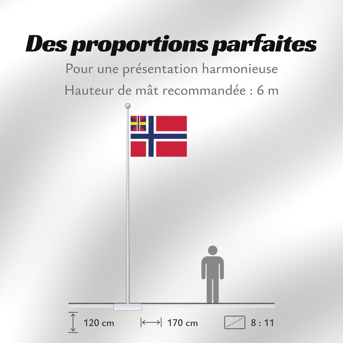 Proportions du drapeau : Norge-Unionsflagg-1844	Norway In 1844 a union badge combining Norwegian and Swedish colors was placed at the hoist of both countries  flags