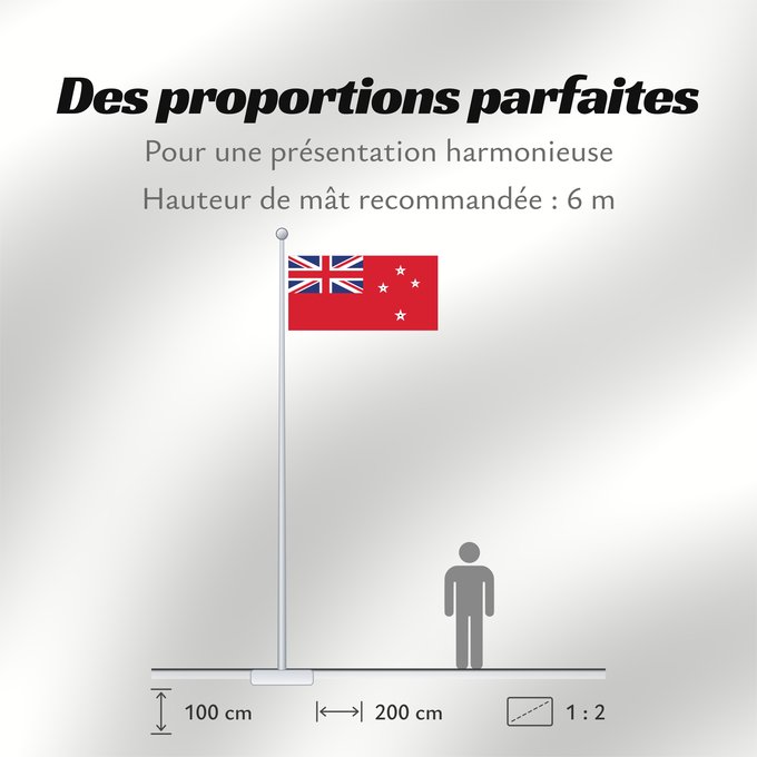 Proportions du drapeau : Civil Ensign of New Zealand	Pavillon civil de la Nouvelle-Zélande	Bandera civil de Nueva Zelanda	Zivile Flagge von Neuseeland	Bandiera civile della Nuova Zelanda