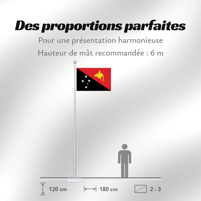Proportions du drapeau : Papua New Guinea	Papua New GuineaColours Pantone 186 C for red and 116 C for yellow	Papouasie-Nouvelle-Guinée	Papúa Nueva Guinea	Papua-Neuguineas	Papua Nuova Guinea	Papoea-Nieuw-Guinea	Papua-Nova Guiné	Papui-Nowej Gwinei	علم بابوا غينيا الجديدة	পাপুয়া নি