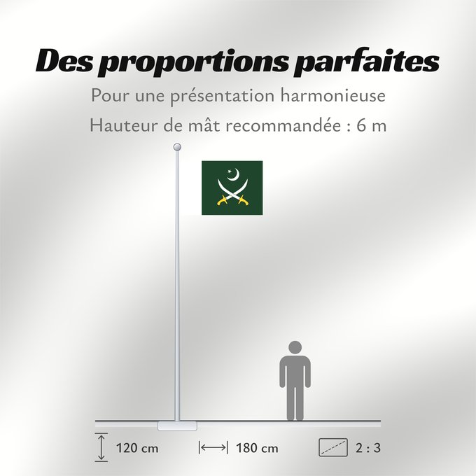 Proportions du drapeau : Pakistani Army	Pakistan Army	Armée pakistanaise	Ejército de Pakistán	Pakistanische Armee	Esercito pakistano
