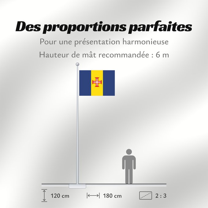 Proportions du drapeau : Madeira Autonomous Region of Madeira, Portugal Madera Região Autónoma da Madeira
