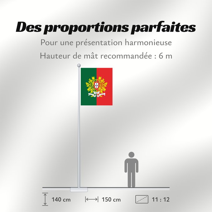 Proportions du drapeau : Military flag of Portugal	Military flag of Portugal  ratio 12 13