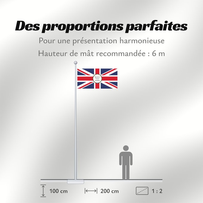 Proportions du drapeau : Governor-General of the Anglo-Egyptian Sudan	Gouverneur général du Soudan anglo-égyptien	Gobernador General del Sudán Anglo-Egipcio	Gouverneur-General des Anglo-Ägyptischen Sudan	Governatore generale del Sudan anglo-egiziano