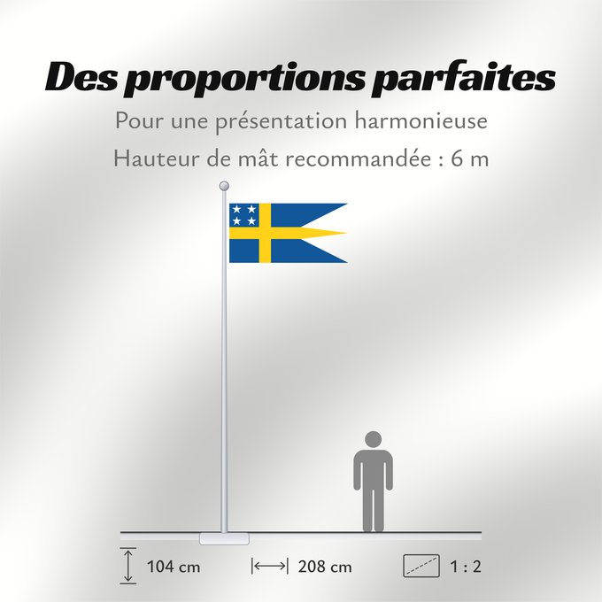 Proportions du drapeau : Naval Rank Flag of Sweden - Amiralsflagga	Swedish naval rank flag for an Admiral	Flagga för Amiral/General