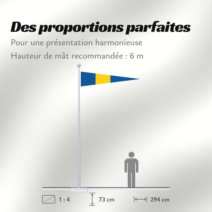 Proportions du drapeau : Naval Rank Flag of Sweden - Flottiljchef	Swedish naval rank flag for a Flotilla Commander	Tecken för förbandschef Flottiljchef