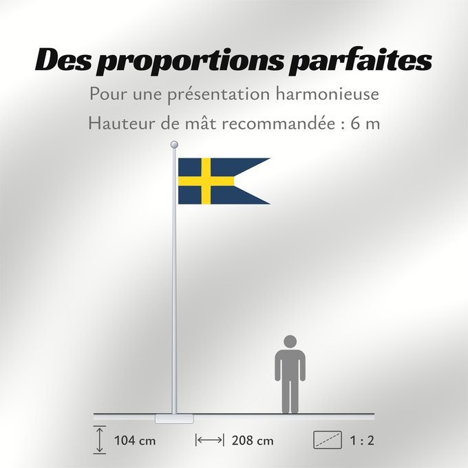 Proportions du drapeau : Sweden  1562–1650	Swallow-tailed flag used between the reign of Gustav I of Sweden until c	Suède (1562–1650)	Suecia (1562–1650)	Schweden (1562–1650)	Svezia (1562–1650)