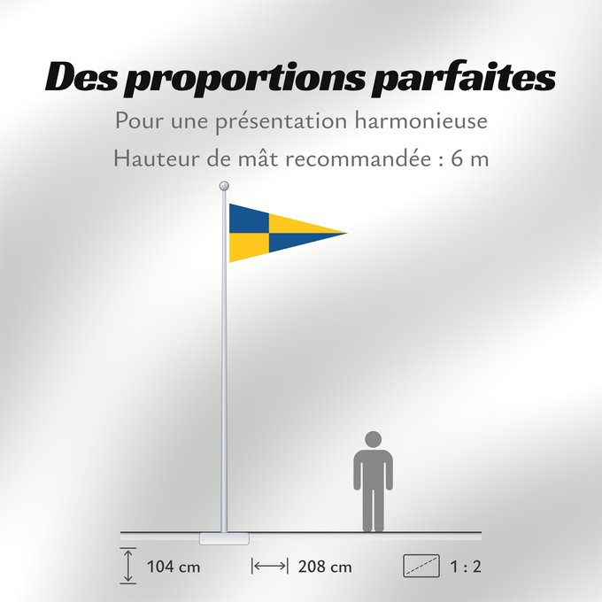Proportions du drapeau : Sweden - Fiskeriinspektionen	Pennant of the Swedish Fishing Inspection	Flamme de l'Inspection des pêches suédoise	Gallardete de la Inspección de Pesca de Suecia	Fiskeriinspektionens vimpel	Vessillo dell'Ispettorato della Pesca svedese