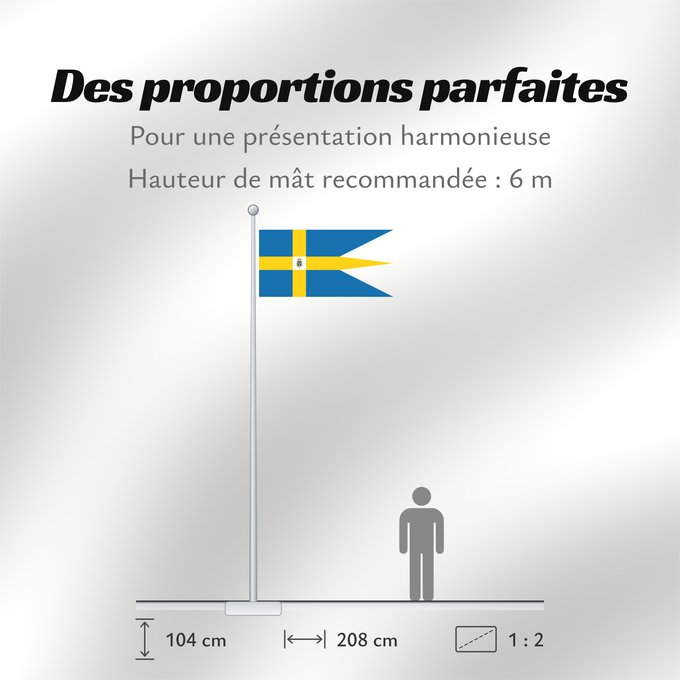 Proportions du drapeau : Sweden Royal lesser coa