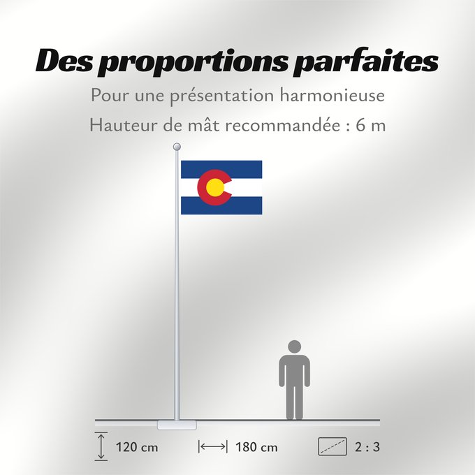 Proportions du drapeau : Colorado Colorado designed by Andrew Carlisle Carson ᎧᎶᏩᏓ ᎦᏓᏘ Ka hae Kololako Colorati Dibé nitsa hahoodzo bidah naatʼaʼí Флаг Колорадо Američke savezne države Kolorado