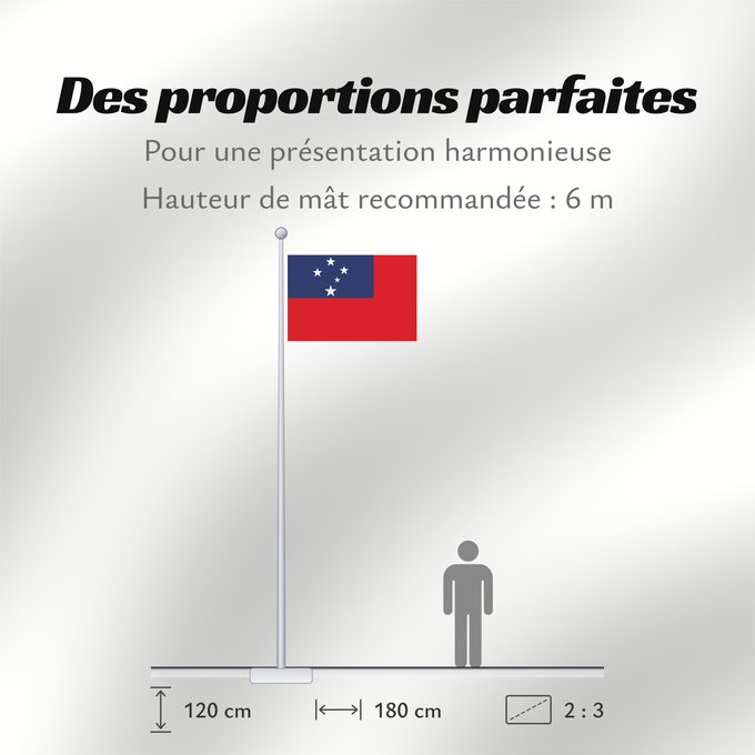 Proportions du drapeau : Samoa Pīwari o Hāmoa Samoe Fu‘a o Sāmoa