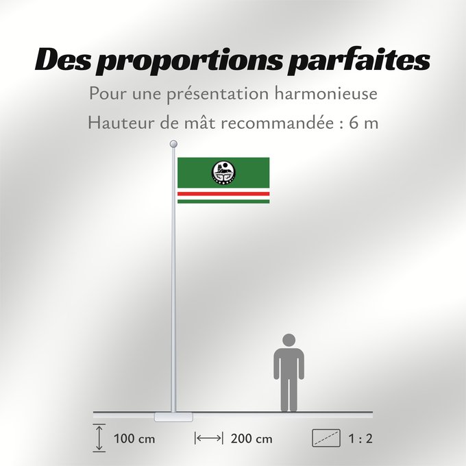 Proportions du drapeau : Chechen Republic of Ichkeria with COA Chechen Republic of Ichkeria (with COA) République Tchétchène d'Ichkérie (avec COA) República Chechena de Ichkeria (con COA) Tschetschenische Republik Itschkeria (mit Wappen) Repubblica Cecena di Ichkeria (con COA)
