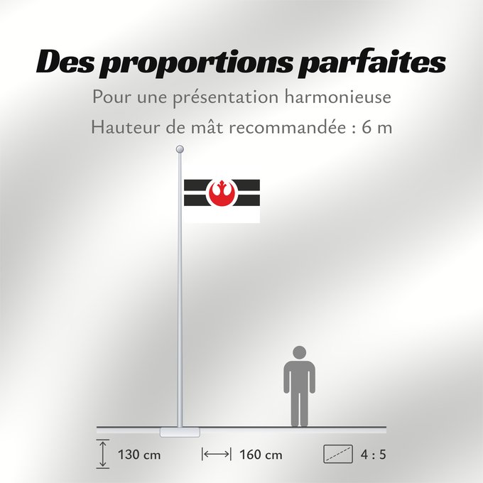 Proportions du drapeau : Rebel Alliance	Alliance to Restore the Republic  a	Alliance rebelle	Alianza Rebelde	Rebellenallianz	Alleanza Ribelle